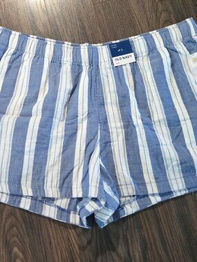 OLD NAVY Blue & White Nautical Style 100% Cotton Shorts NWT/SIZE XXL